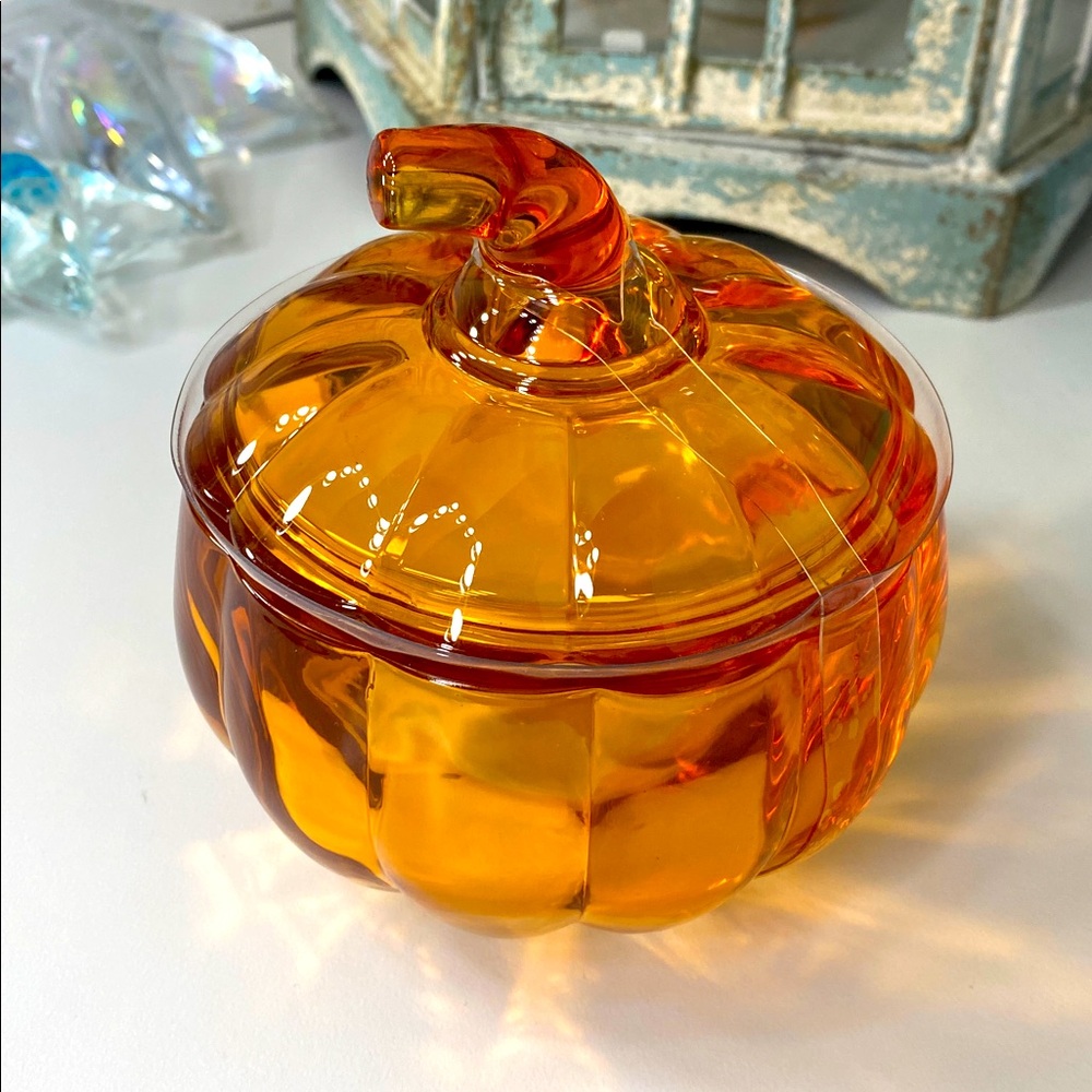 Glass Pumpkin Candy Jar